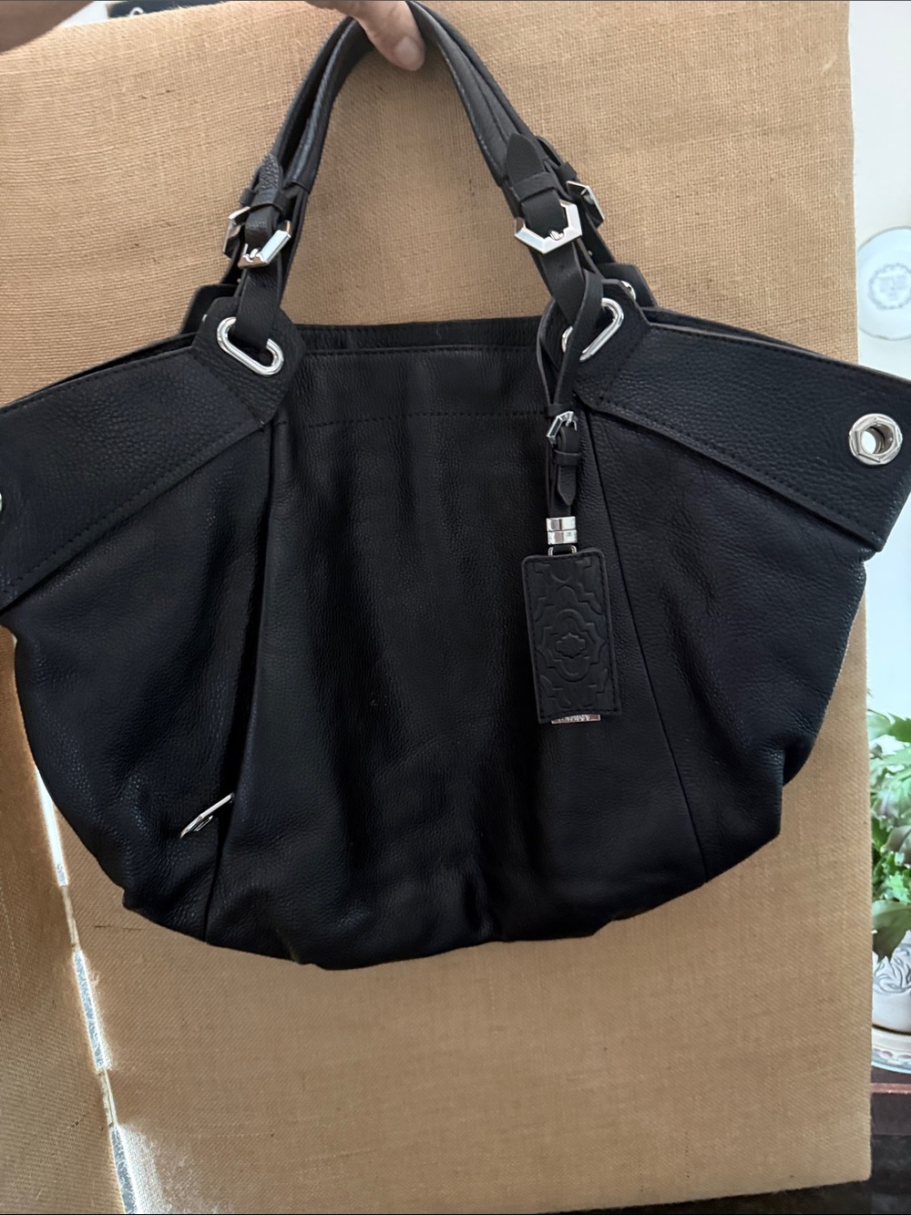 orYany Black Leather Hobo Shoulder Bag